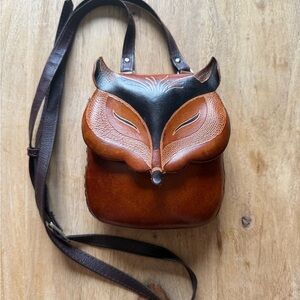 Brown Fox Leather Crossbody Bag